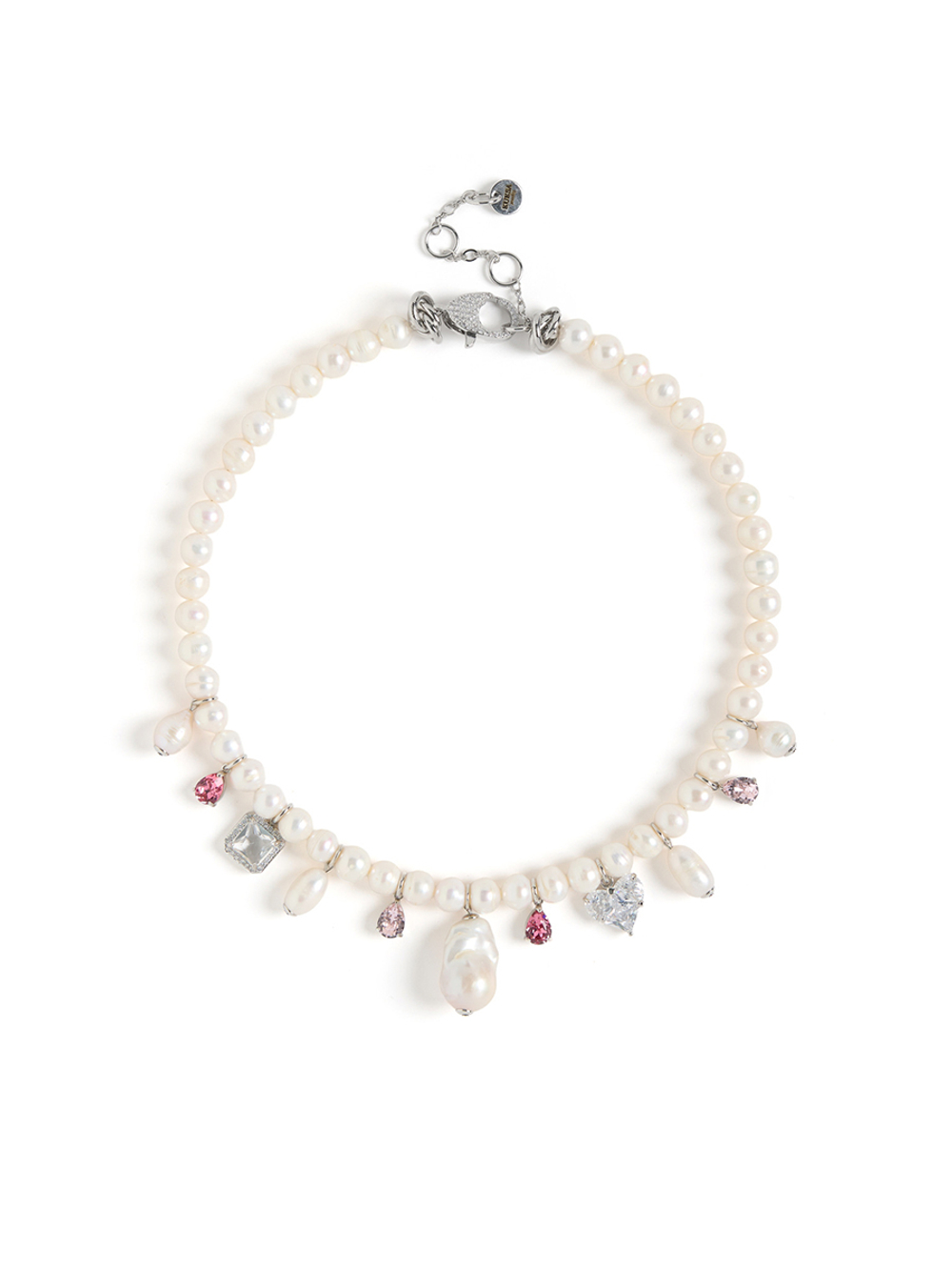 Колье "Pearl White soul pink"