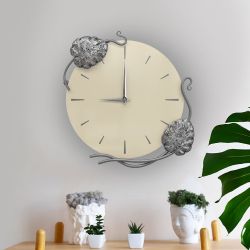 Часы настенные Monstera Deliciosa (Монстера) Колор Серый шелк Сильвер