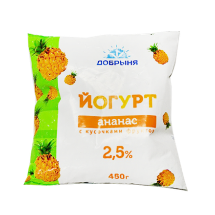 Йогурт ТМ Добрыня ананас 2,5% 450г
