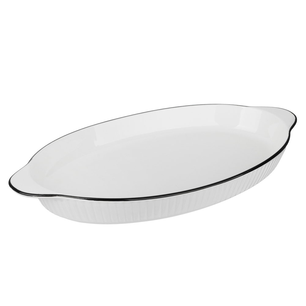 MILLIMI Соло Форма для запекания и сервировки овальная, 700мл, 36,5х21,5х3,5см, фарфор