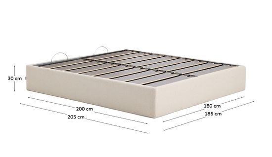 Основание кровати Nelzi из шенилла цвета экрю для матраса 180 x 200 см