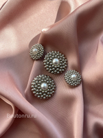 Пуговицы серебряные объемные с жемчугом