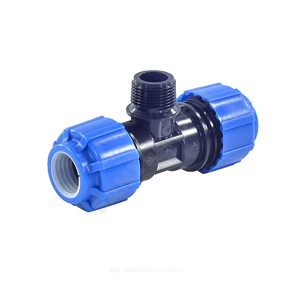 Тройник компрессионный ПЭ Дн 25х1/2"х25 НР Ру16 ТПК-АКВА 51251225