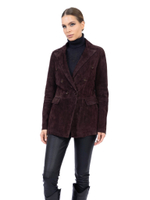 Женский бордовый кожаный жакет