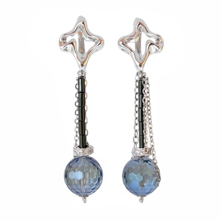 Серьги с кварцем и цепочками