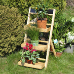 Подставка для цветов и декора напольная 3 полки из массива сосны Флорэль, деревянная этажерка для цветов на подоконник в стиле рустик, бежевая