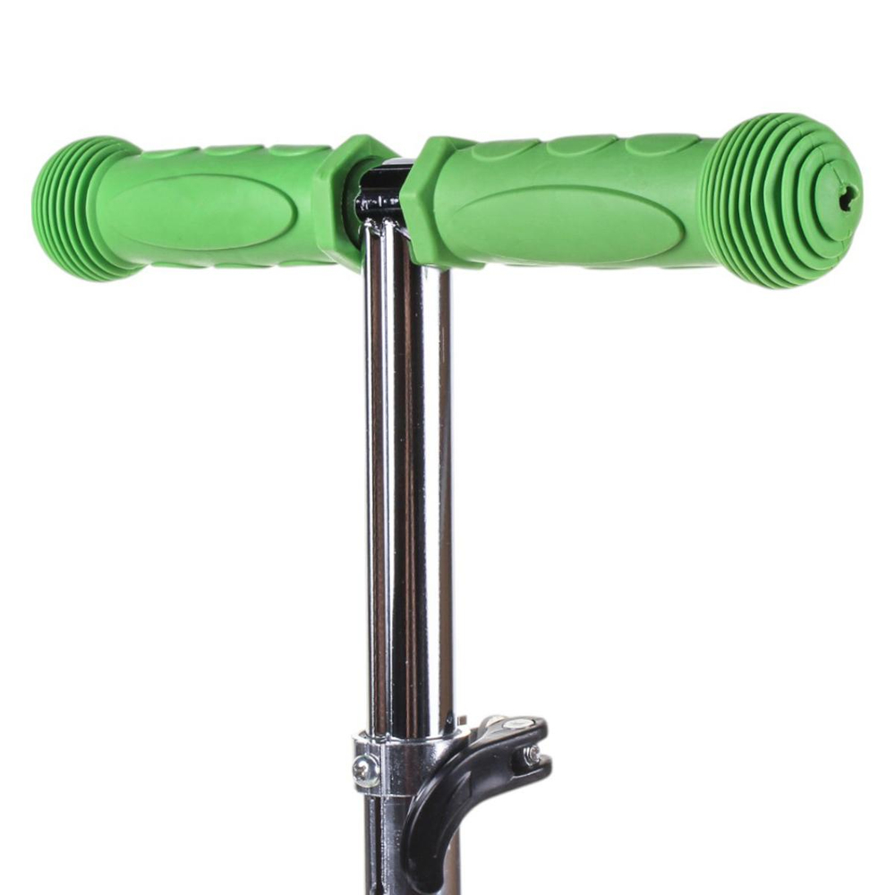 Самокат трехколесный, колеса PVC со светом 110мм, зеленый, размер 52х10,5см, ручка металл.съемная