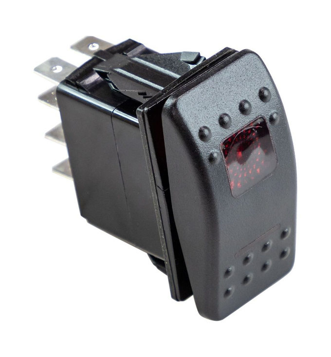 Переключатель трехпозиционный ON-ON-ON 12 В/20А 8Р с подсветкой 2-х положений