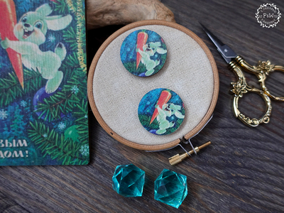 Магнит с зайчиком, серия "Открытки из детства"