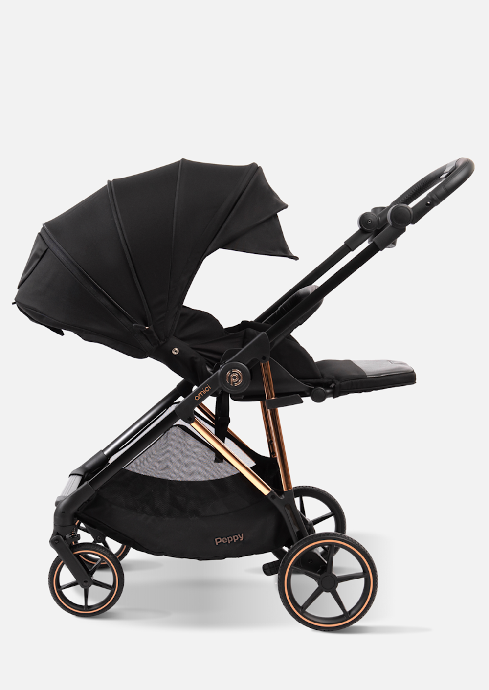 Peppy Коляска прогулочная Amici (Black) рама Gold (LX)