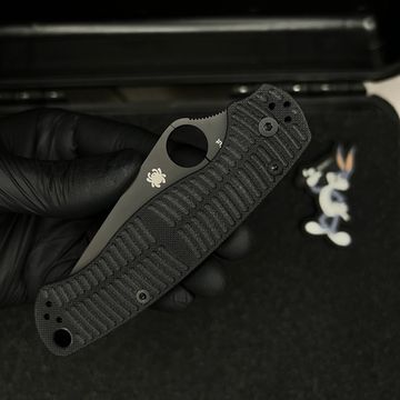 Нож складной Spyderco ParaMilitary 2 Salt Black C81GMCBKP2 c черным клинком CPM-MagnaCut, рукоять черный G10