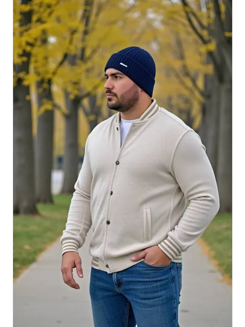 шапка вязаная теплая с отворотом стильная