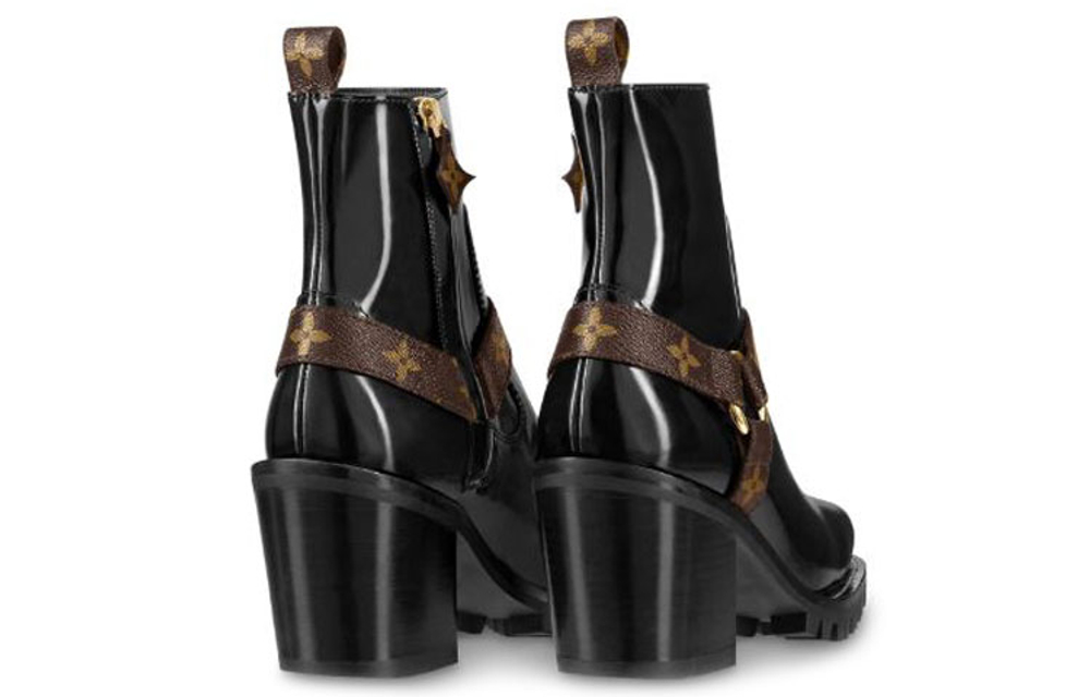 LOUIS VUITTON Limitless Ankle Boots "Black With Logo Straps" Women"s