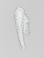 Блузка BD colleсtion однотонная приталенная из гипюра на золотых пуговицах