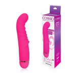 Розовый ребристый вибромассажер для стимуляции точки G - 15 см.