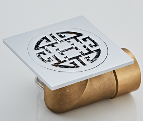 Трап угловой с обр. клапаном 10 х 10 (ХРОМ) HANSEN (48/1шт)