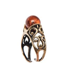 AM-2439 Кольцо «Жемчужина» (латунь, янтарь)