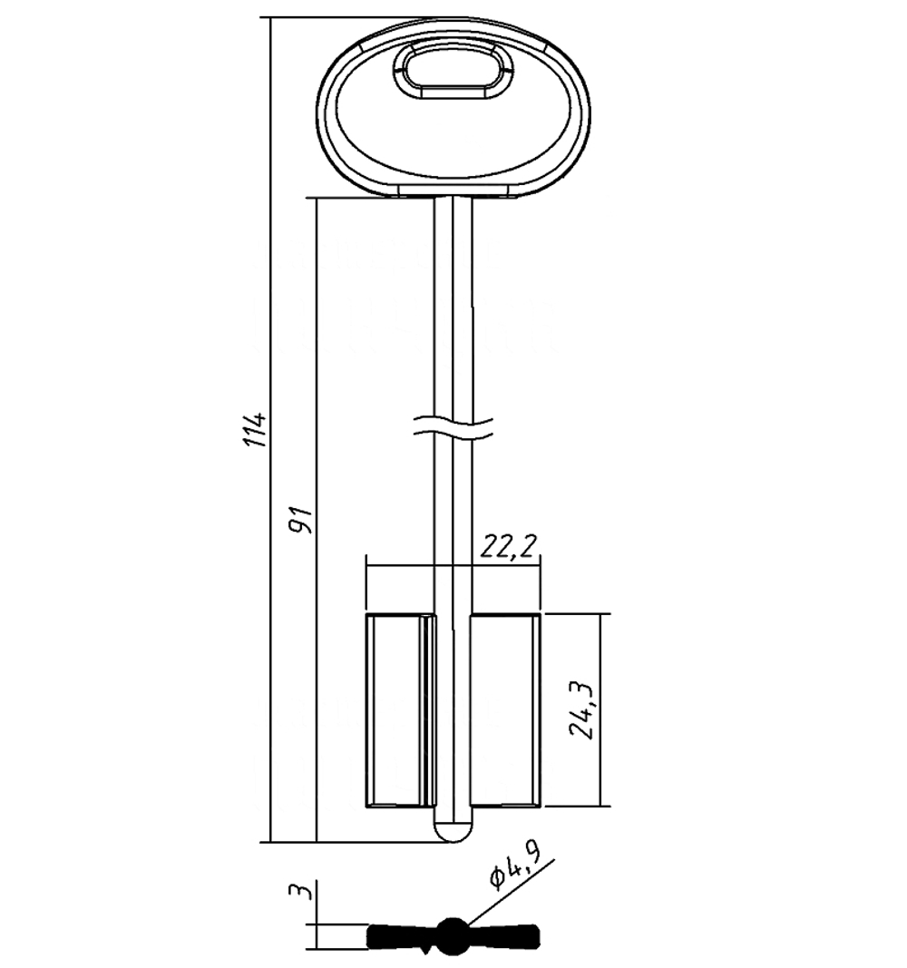 Заготовка сувальдного ключа 12788 MTR10DP