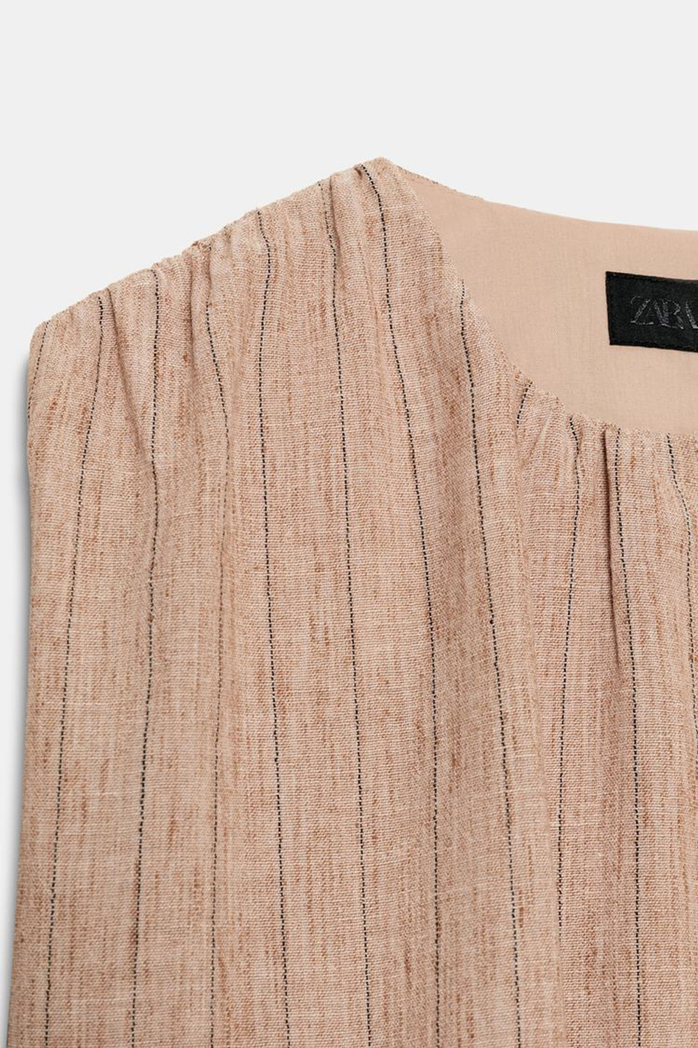 ZARA ТОП-БАЛЛОН В ПОЛОСКУ, СВЕТЛО-КОРИЧНЕВЫЙ