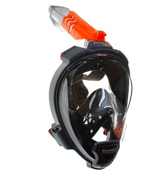 Маска полнолицевая Oceanreef ARIA QR+ для сноркелинга, с держателем камеры черный/черный