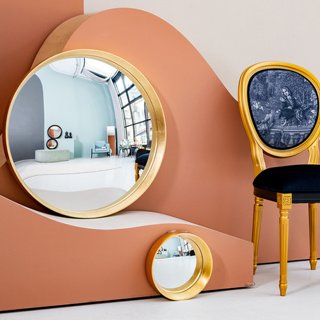 Зеркало настенное Объект мечты Зазеркалье Хогард Голд версия L fish-eye OM-21092110