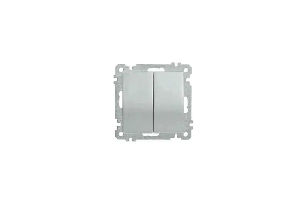 Выключатель IEK ВС10-2-0-Б 2 клавишный 10А BOLERO серебр. EVB20-K23-10
