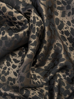 Жаккард шелк с вискозой коричневый с абстрактным принтом