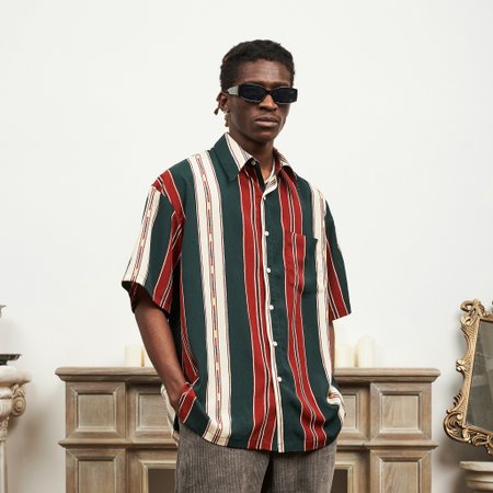 Рубашка ER "Green and Red Stripes" Short-Sleeved Shirt