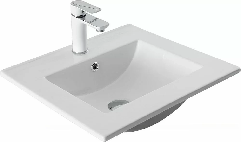 Тумба с раковиной Aquanet Алвита new 50 344131+303190 белая матовая