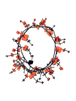 Бусы ГИПСОФИЛА оранжевый/черный