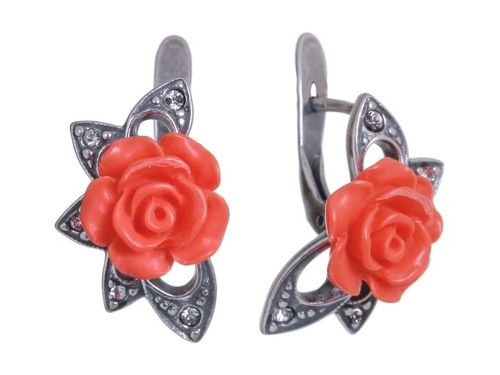 "Идоу" серьги в серебряном покрытии из коллекции "Rosaire" от Jenavi с английским замком