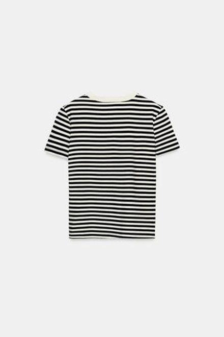 ZARA ФУТБОЛКА INTERLOCK С КОРОТКИМ РУКАВОМ, ПОЛОСКИ