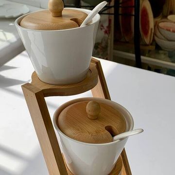 Набор банок для сыпучих продуктов «Сканди», 150 мл, с ложками, на подставке, 3 шт