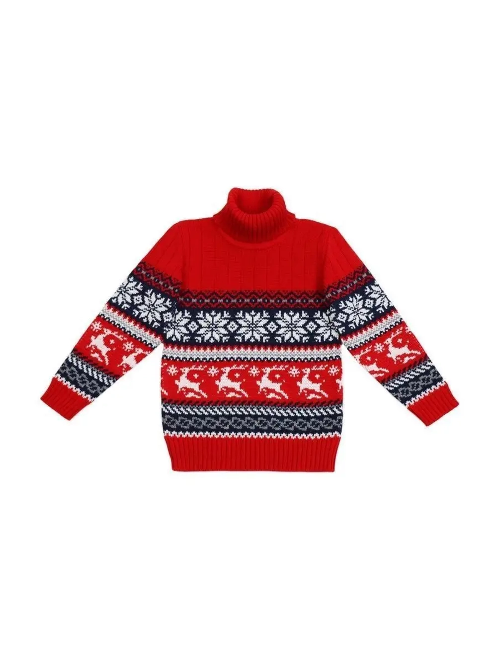 Свитер вязаный с оленями новогодний