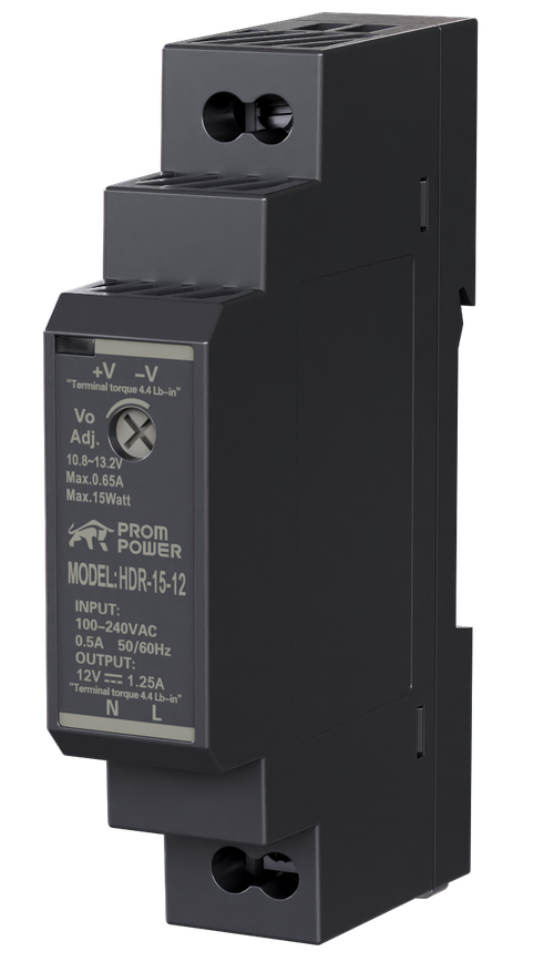 Источник питания PROMPOWER HDR-15-12, на вых. 12 В DC, 1.25А, 15Вт. Вх. 85-264В AC (120-370 В DC)