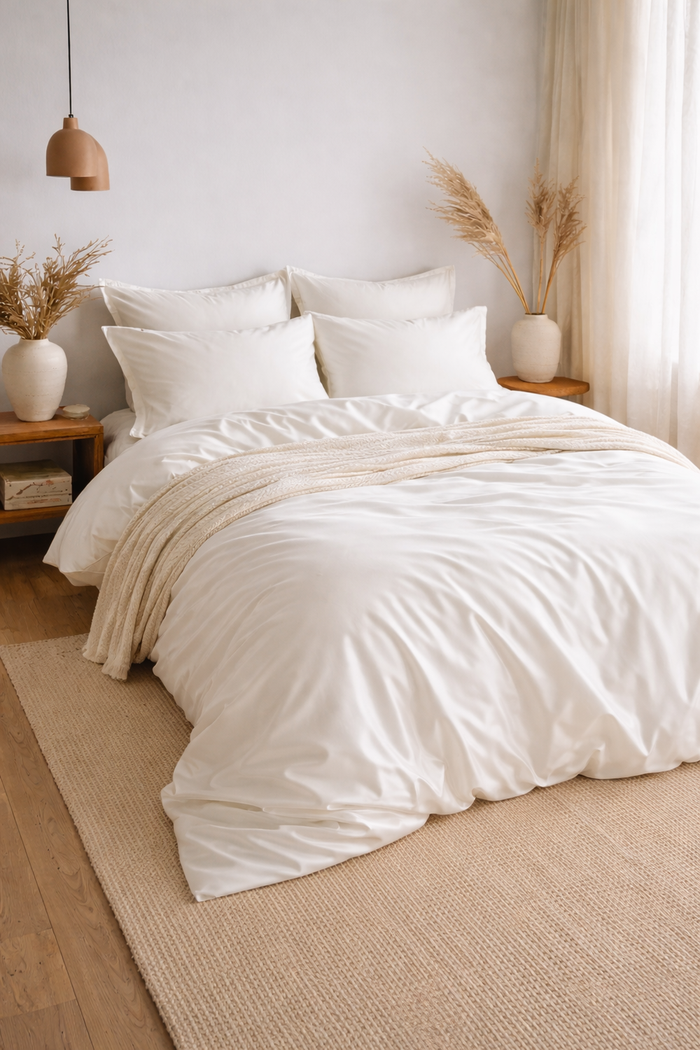 Комплект постельного белья молочный, 100% тенсель