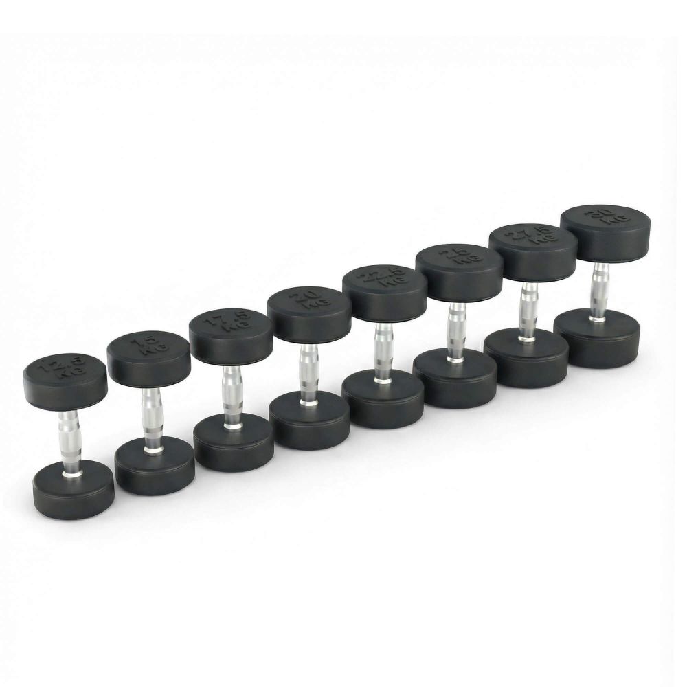 Ряд гантелей круглых UNIX Fit PRO обрезиненных от 12,5 до 30 кг