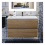 Тумба с раковиной Uperwood Barsa 80 см, раковина белая, подвесная тумба черная/дуб сонома