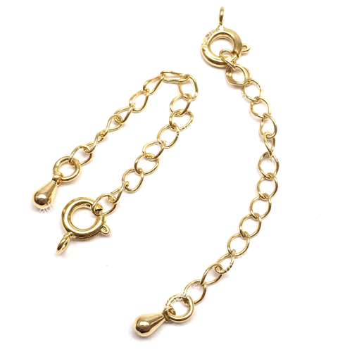 Замок - пружинка 9х6 мм с удлинительной цепочкой и капелькой, позолота