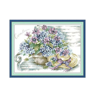 "Гортензия на скамье"-J690 вышивка