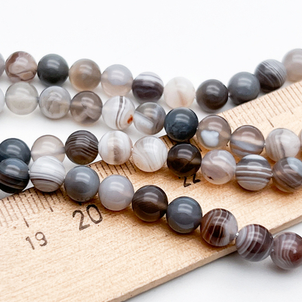 Агат Ботсвана бусины, диаметр 6,2-6,4 мм, цена за 15 шт (1/4 нити)