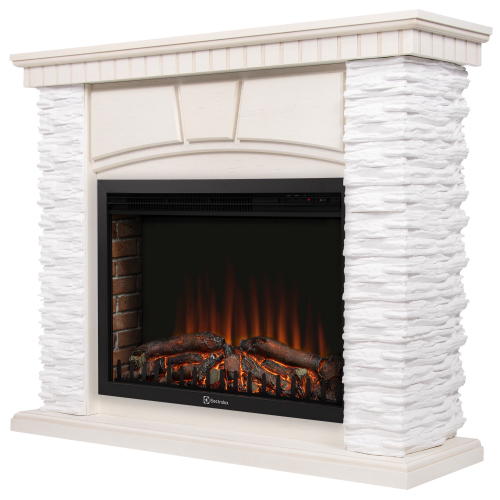 Портал Firelight Porto 30 камень белый, шпон беленый дуб