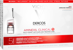 Vichy Dercos Aminexil Clinical 5 - точечный уход против выпадения волос для женщин /   21x6  ml  / GTIN 3337875522786