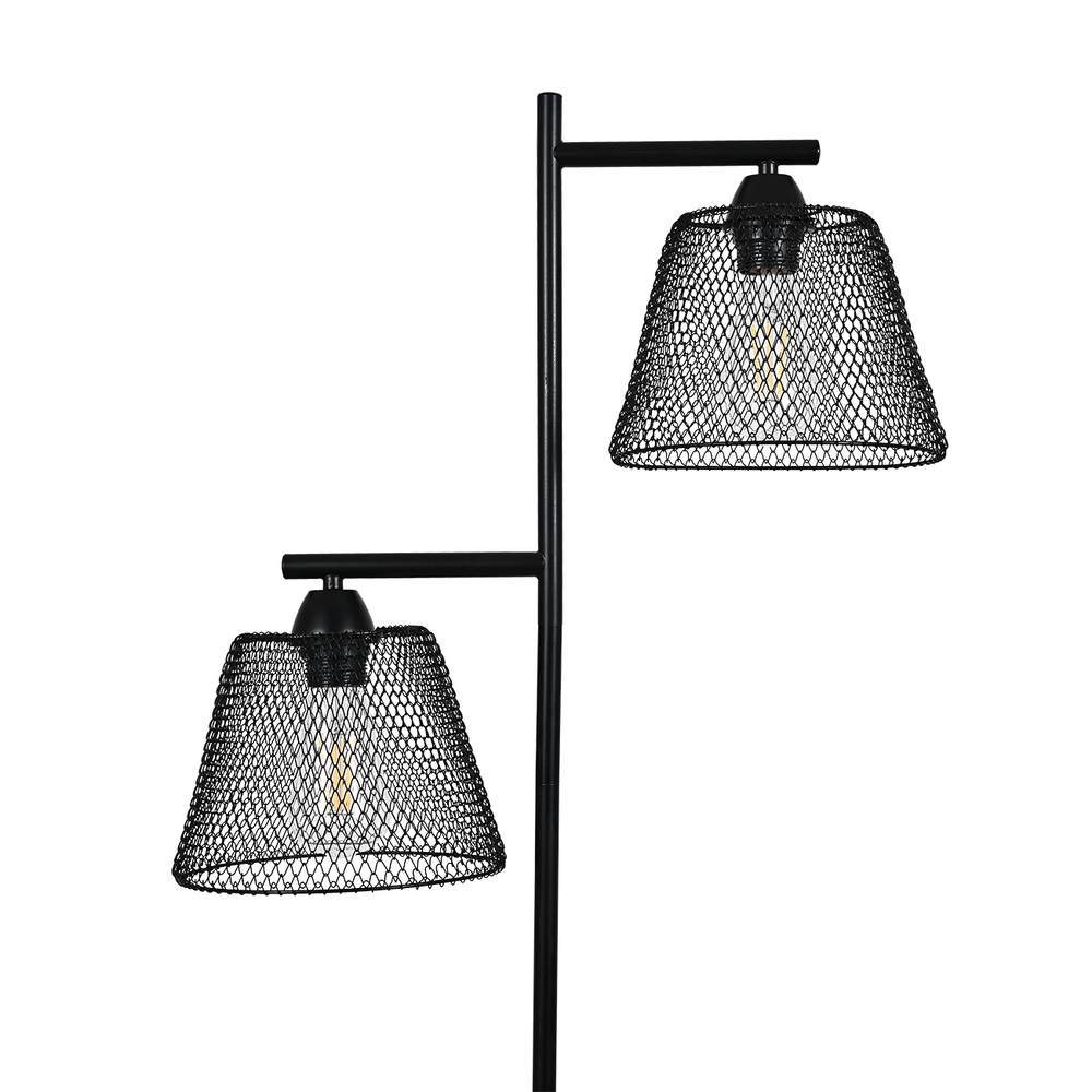 Напольный светильник 2х40Вт Е27, металл, черный