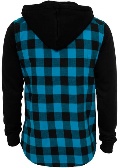 Рубашка URBAN CLASSICS Hooded Checked Flanell Sweat Sleeve Shirt (Разноцветный (Black/Turquoise/Blac