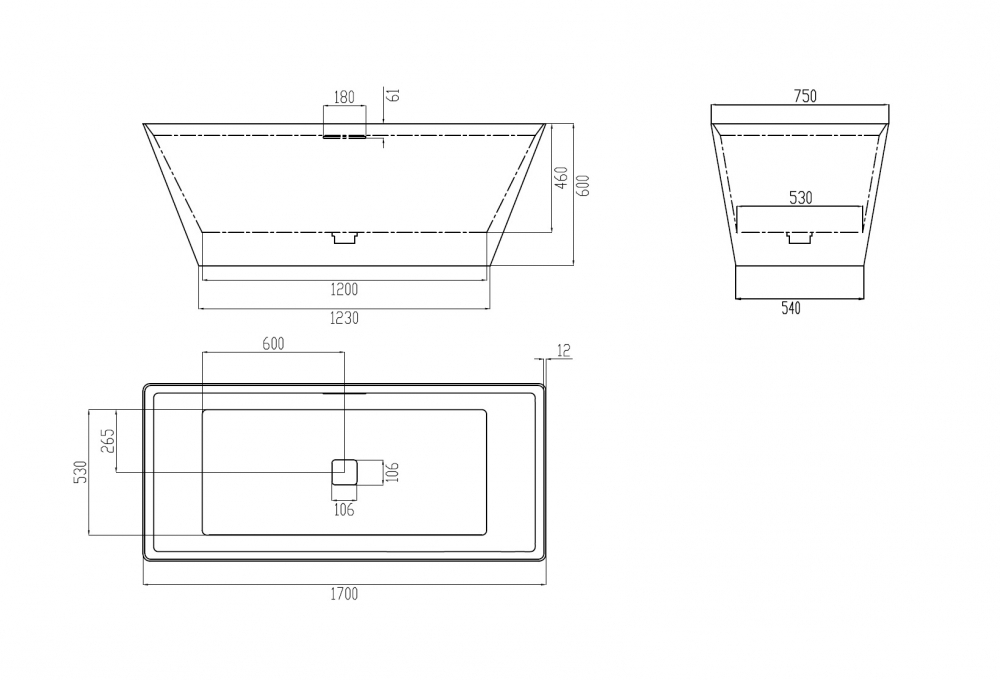 Ванна из искусственого камня ABBER Berlin AM9912B черная