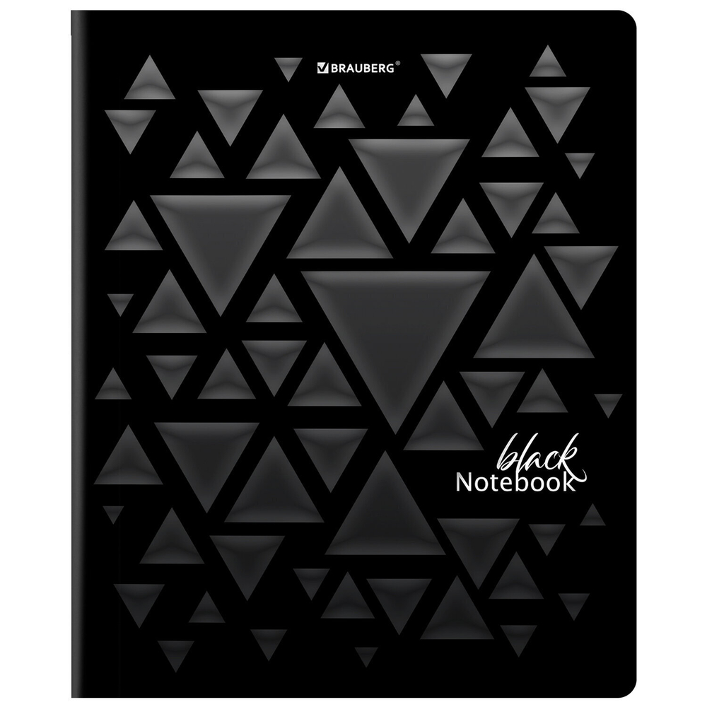 Тетрадь А5 48 л. BRAUBERG скоба клетка матовая ламинация выборочный лак "Black" (микс в спайке) (20 штук в упаковке)