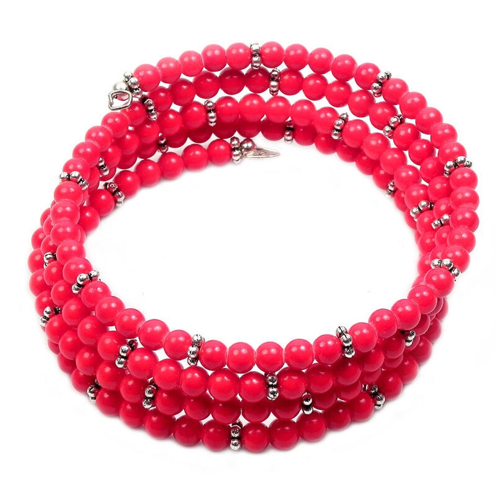 Браслет "Пружинка" коралл красный асс.