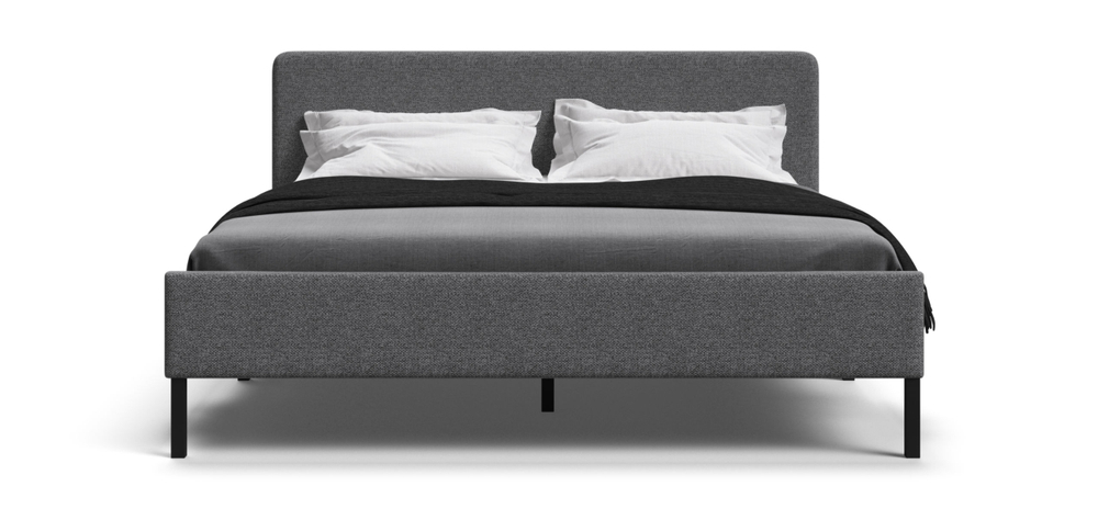 Уна Кровать 160 Рогожка Мальмо серый, Чёрный