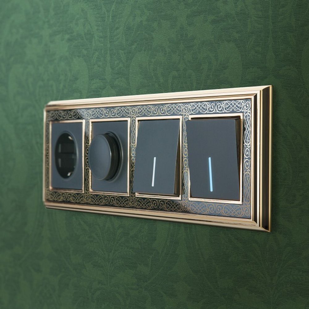 Выключатель проходной одноклавишный с подсветкой без рамки Werkel черный матовый W1112108